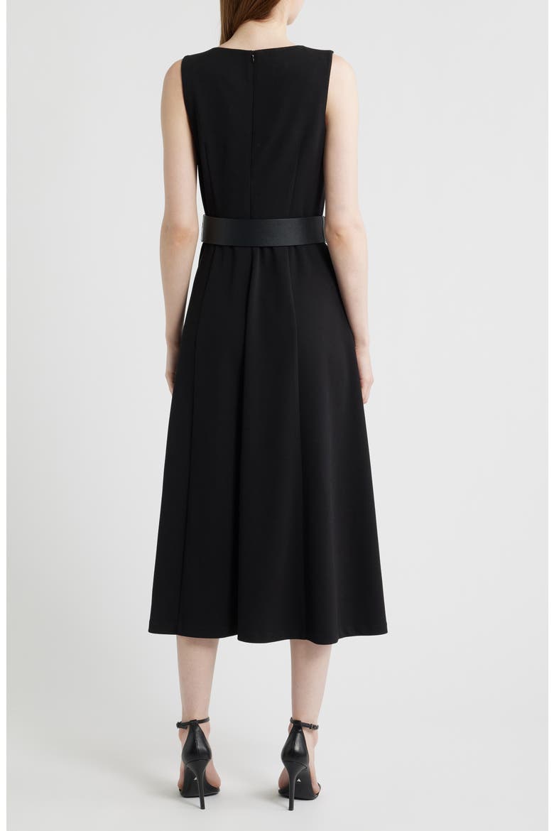 Side Button Cool Crepe Midi Dress, Alternate, color, ANNE BLACK