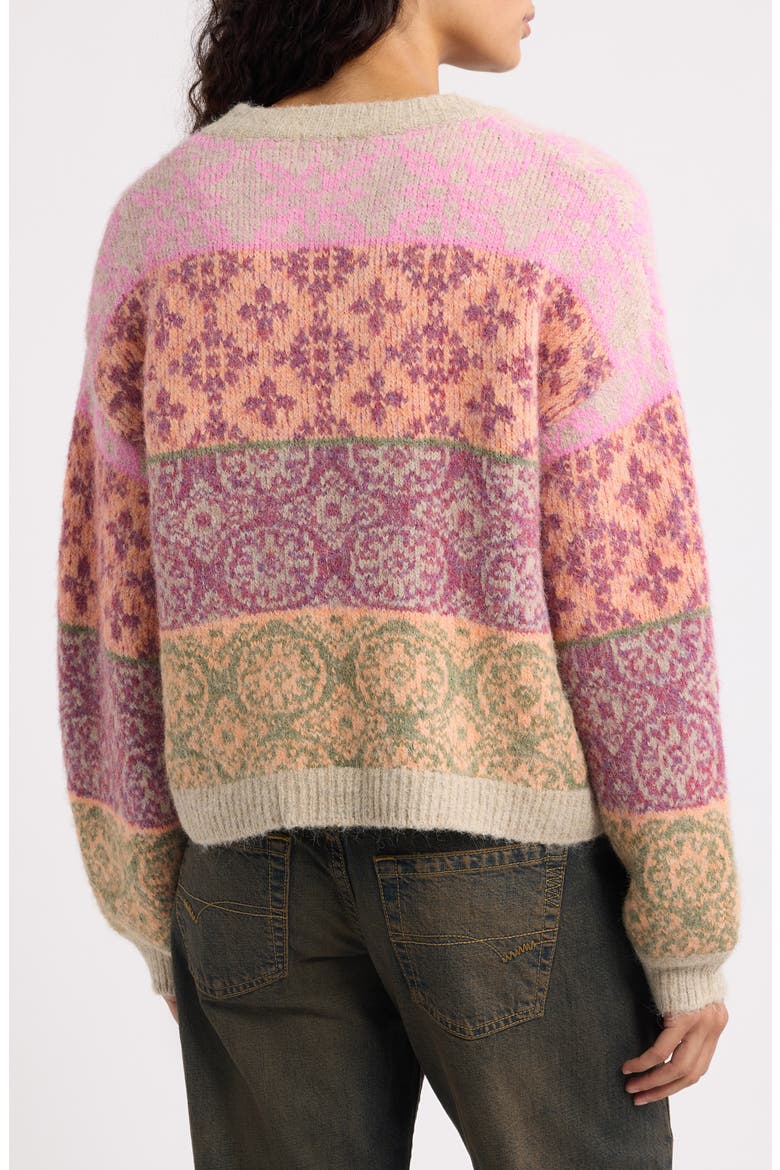 Knot Fastening Cardigan, Alternate, color, PINK PATTERN
