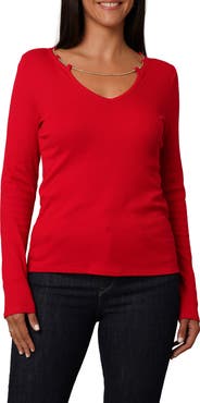CYRUS Rhinestone Chain V-Neck Top
