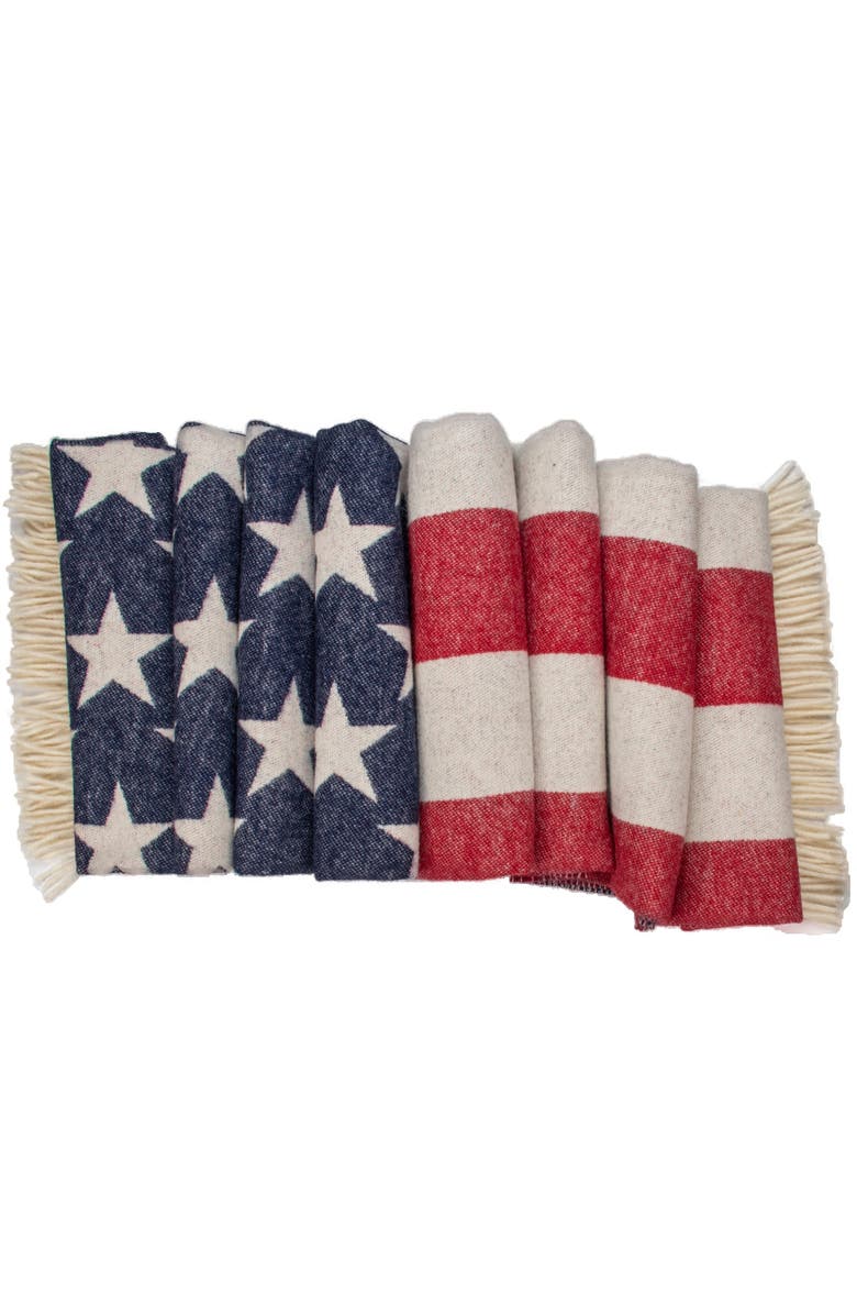 Prince of Scots American Flag Merino Wool Throw, Alternate, color, Multi Color