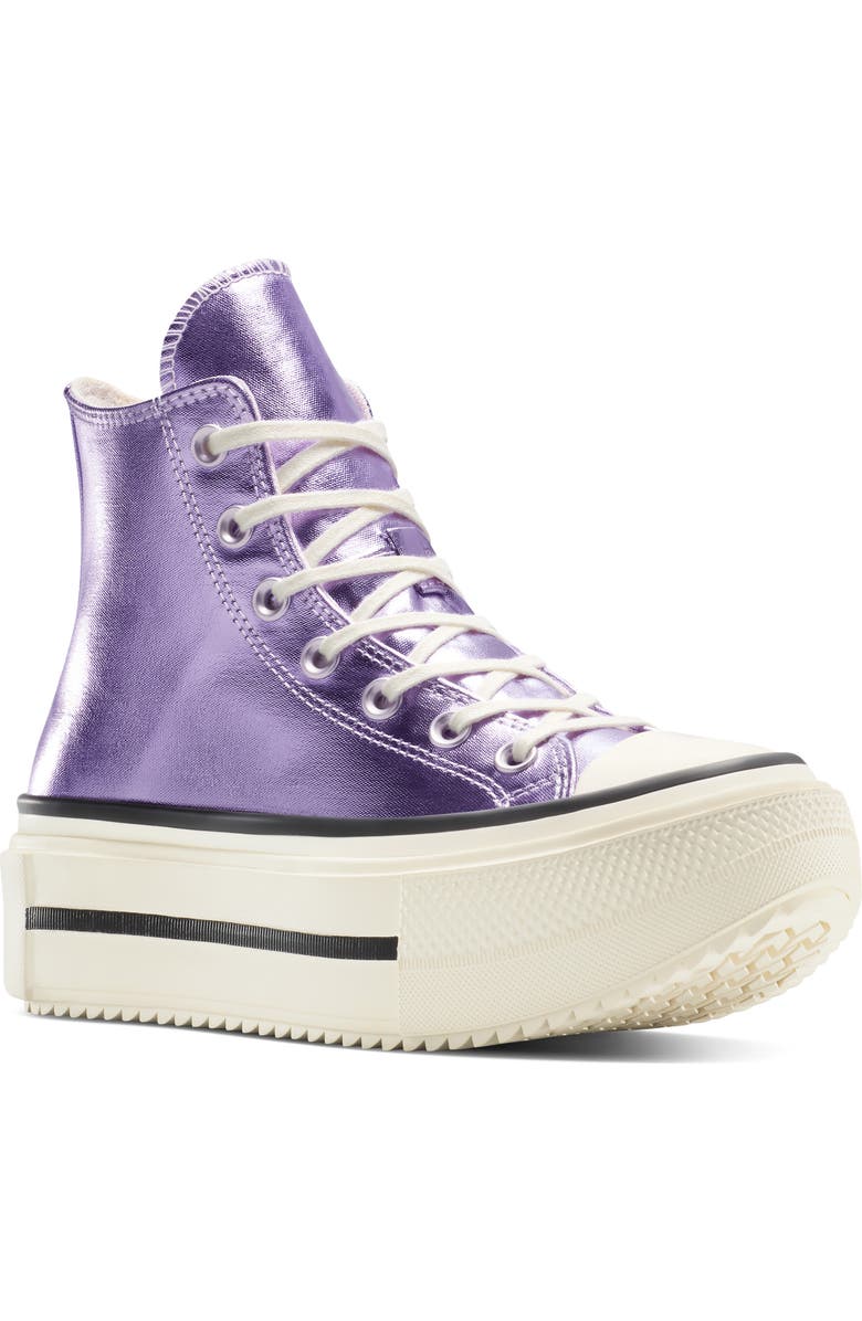 Converse Gender Inclusive Chuck Taylor<sup>®</sup> All Star<sup>®</sup> Double Stack High Top Sneaker, Main, color, Light Purple/ Egret/ Black