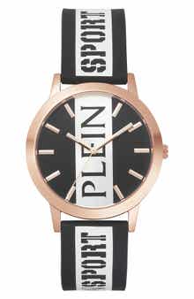 PLEIN SPORT Three-Hand Quartz Silicone Strap Watch, 41mm