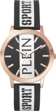 PLEIN SPORT Three-Hand Quartz Silicone Strap Watch, 41mm