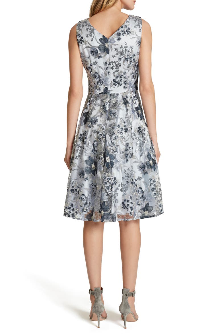 Sleeveless Embroidered Fit & Flare Cocktail Dress, Alternate, color, ICE BLUE SILVER