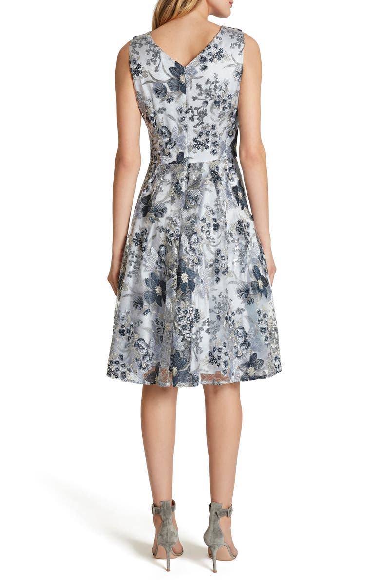 Tahari Sleeveless Embroidered Fit & Flare Cocktail Dress, Alternate, color, 