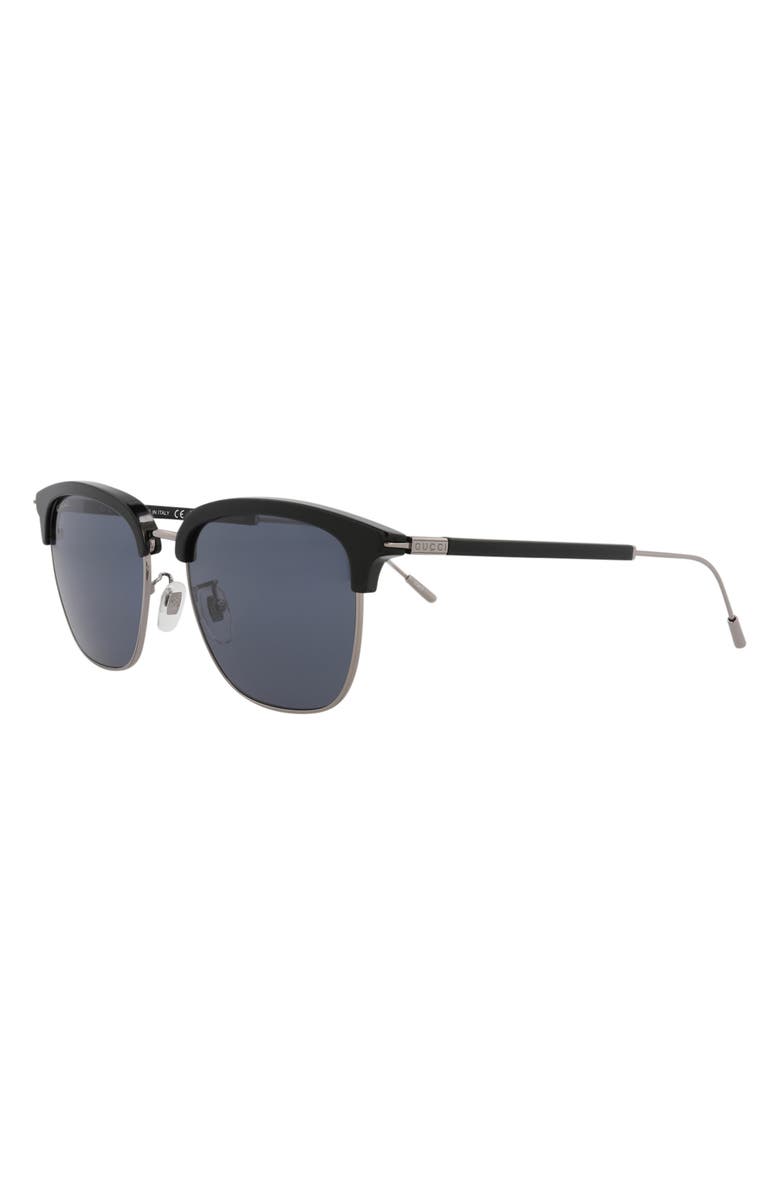 Gucci 56mm Square Sunglasses, Alternate, color, Black Ruthenium Blue