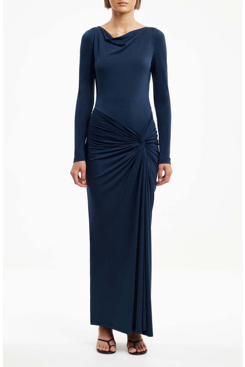 Sarlyn Long Sleeve Crepe Jersey Cocktail Dress, Main, color, SLATE