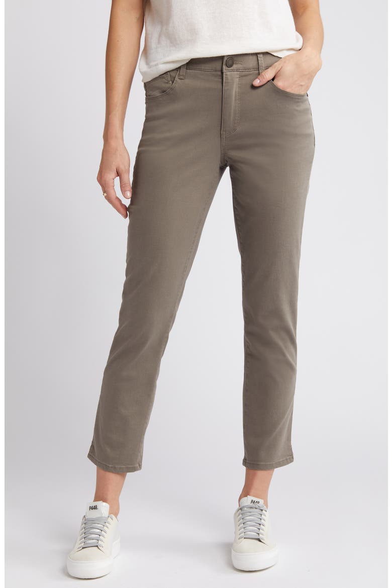 Logan 'Ab'Solution High Waist Ankle Slim Straight Leg Pants, Alternate, color, BRINDLE OLIVE