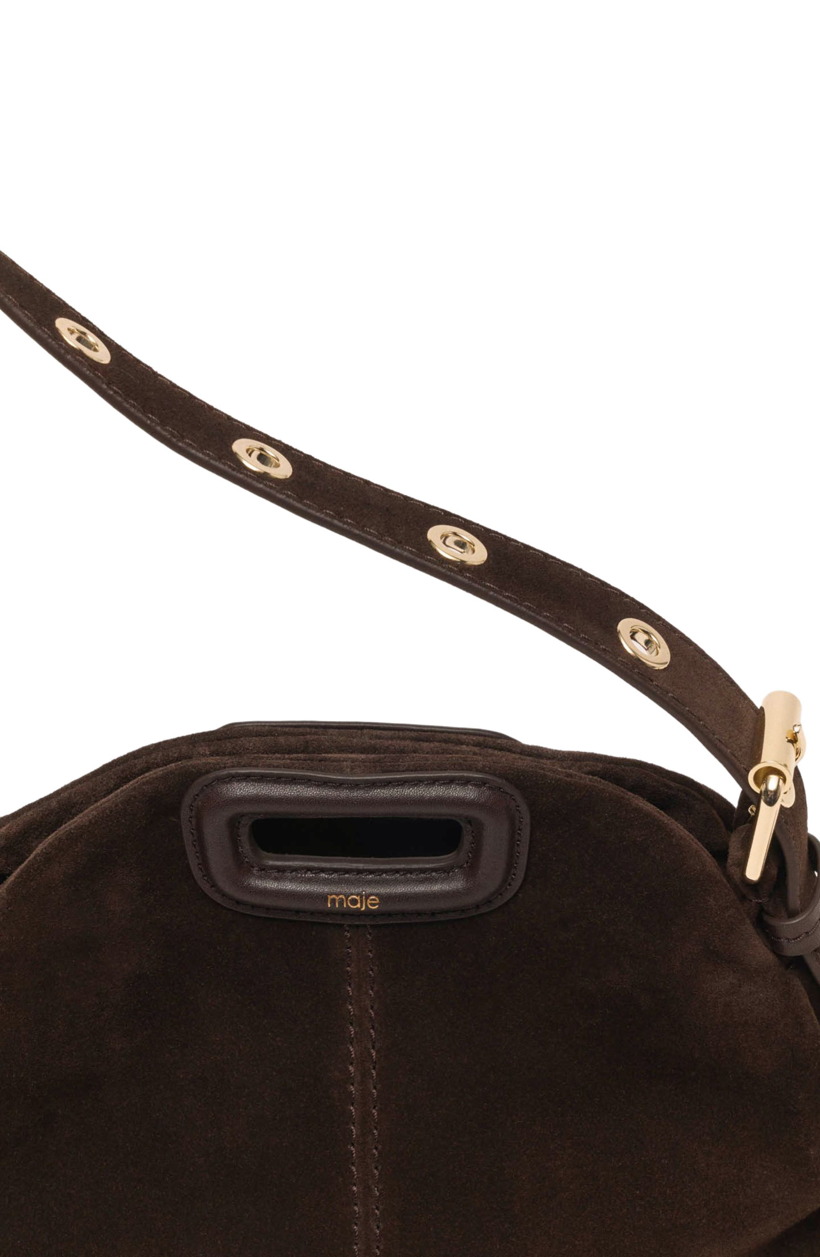 Suede leather mini Miss M bag, Alternate, color, Dark brown