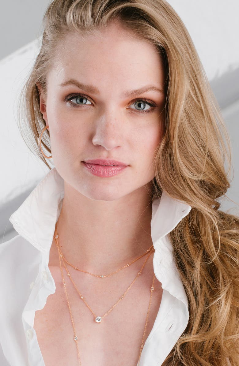 Crislu Cubic Zirconia Bezel Necklace, Alternate, color, 18Kt Rose Gold/ Clear Stone