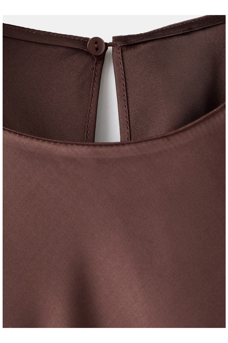 Long Sleeve Satin Midi Dress, Alternate, color, BROWN