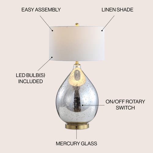 Jonathan Y Sasha 30.75" Glass/metal Led Table Lamp In Mercury Silver