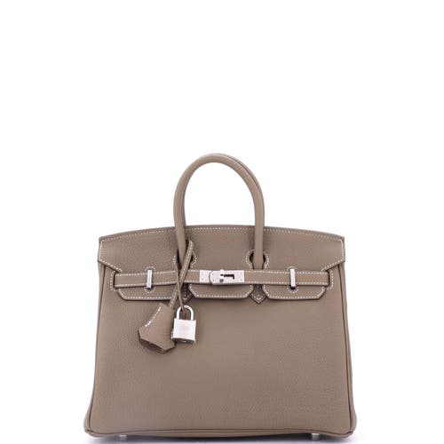 Pre-owned Hermes Hermes Birkin Handbag Grey Togo With Palladium Hardware 25 In Brown