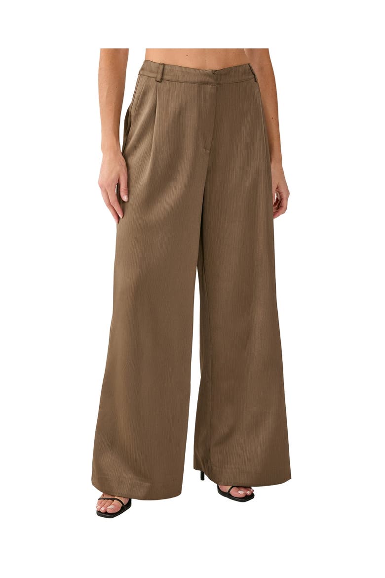 Satin Pleated Tailored Pants, Alternate, color, Olive