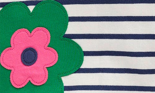 Mini Boden Kids' Ella Breton Stripe Floral Appliqué Cotton T-shirt In Multi