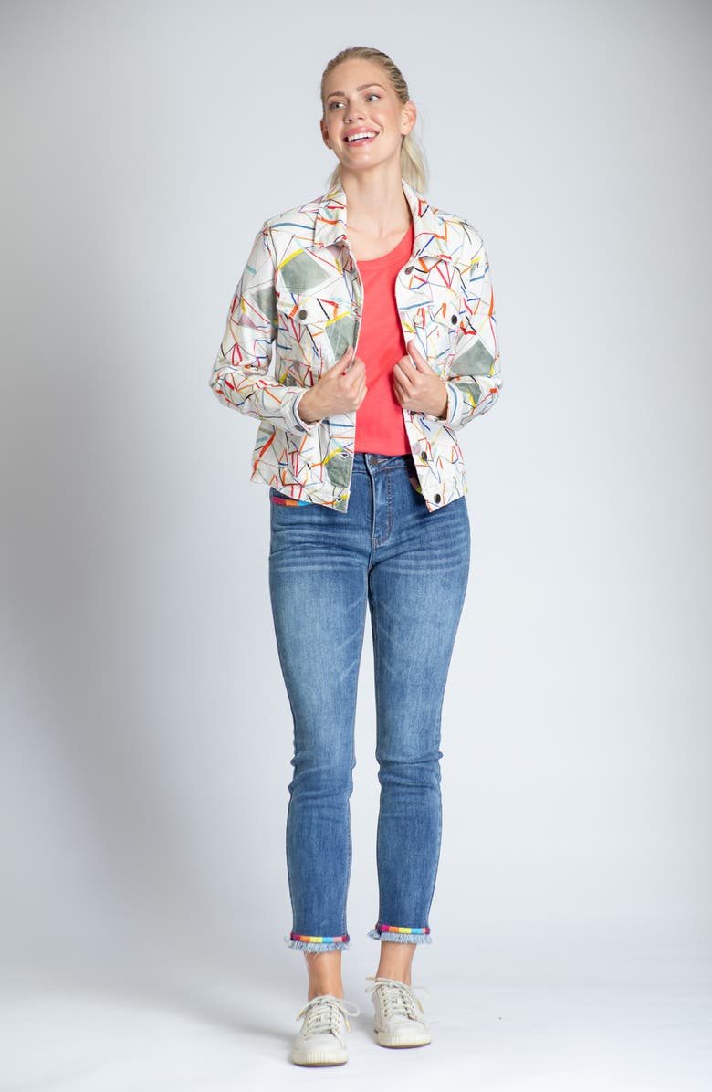 APNY Line Print Denim Jacket, Alternate, color, 