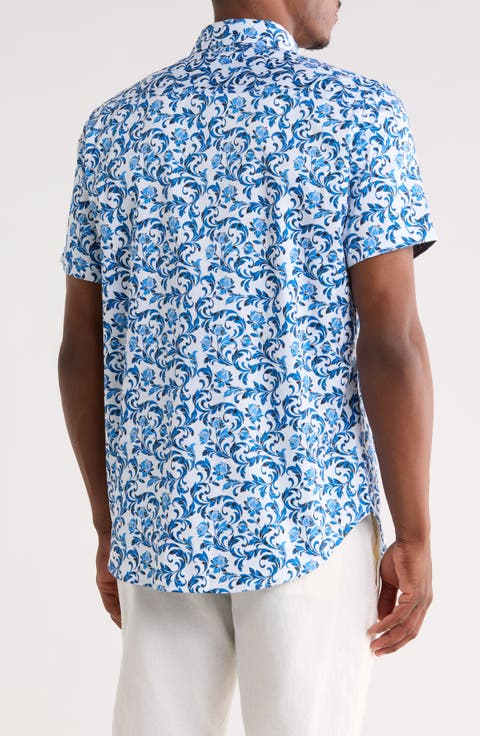 Aslan Short Sleeve Cotton Button-Up Shirt
