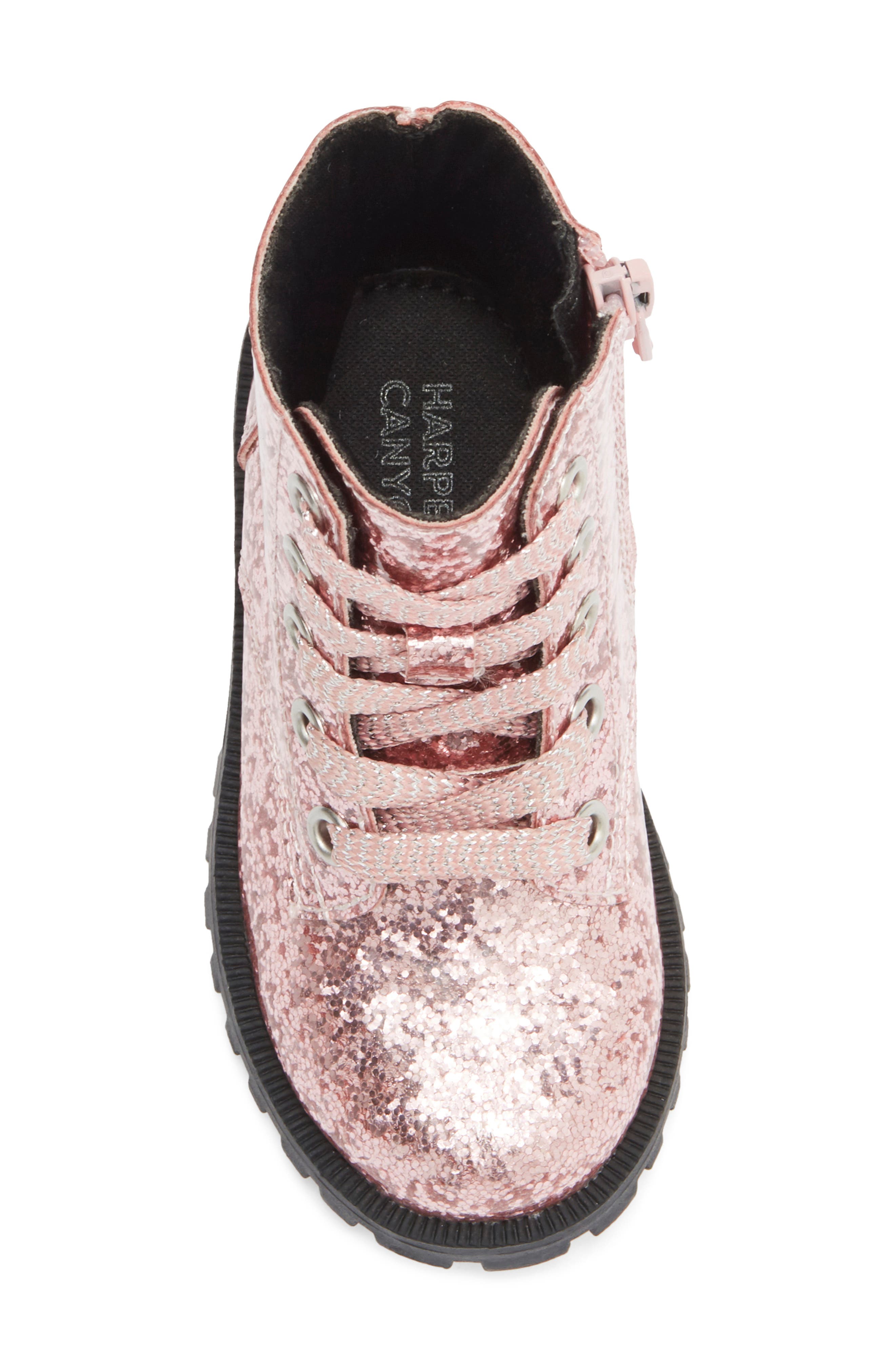 Kids' Bree Glitter Combat Boot, Alternate, color, PINK GLITTER
