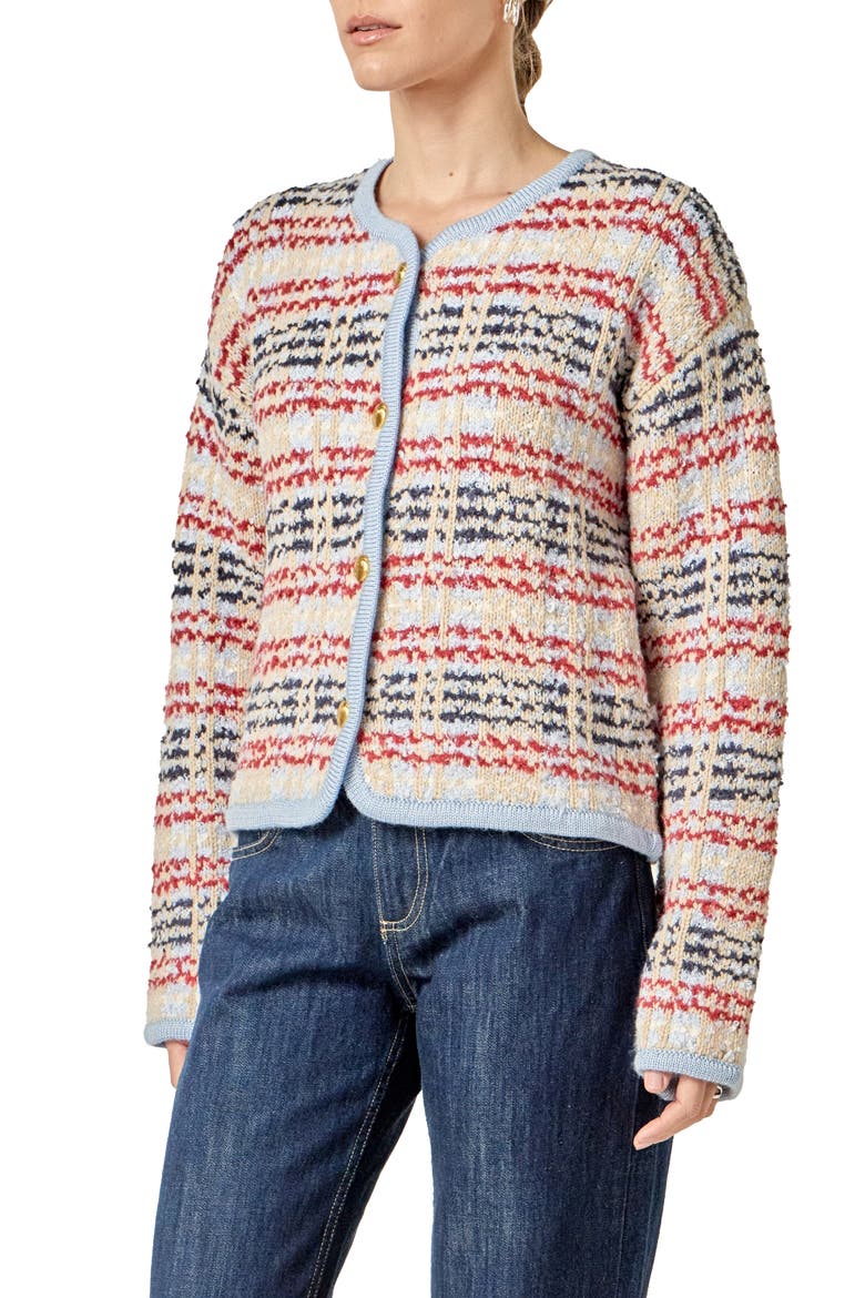 Textured Stripe Wool Blend Jacket, Alternate, color, POWDER BLUE MULTI