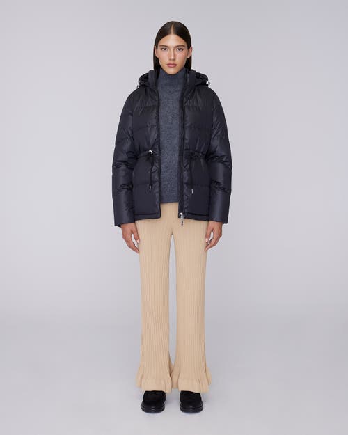 Quartz Co. Isabela | Lightweight Hooded Waisted Down Jacket In Black
