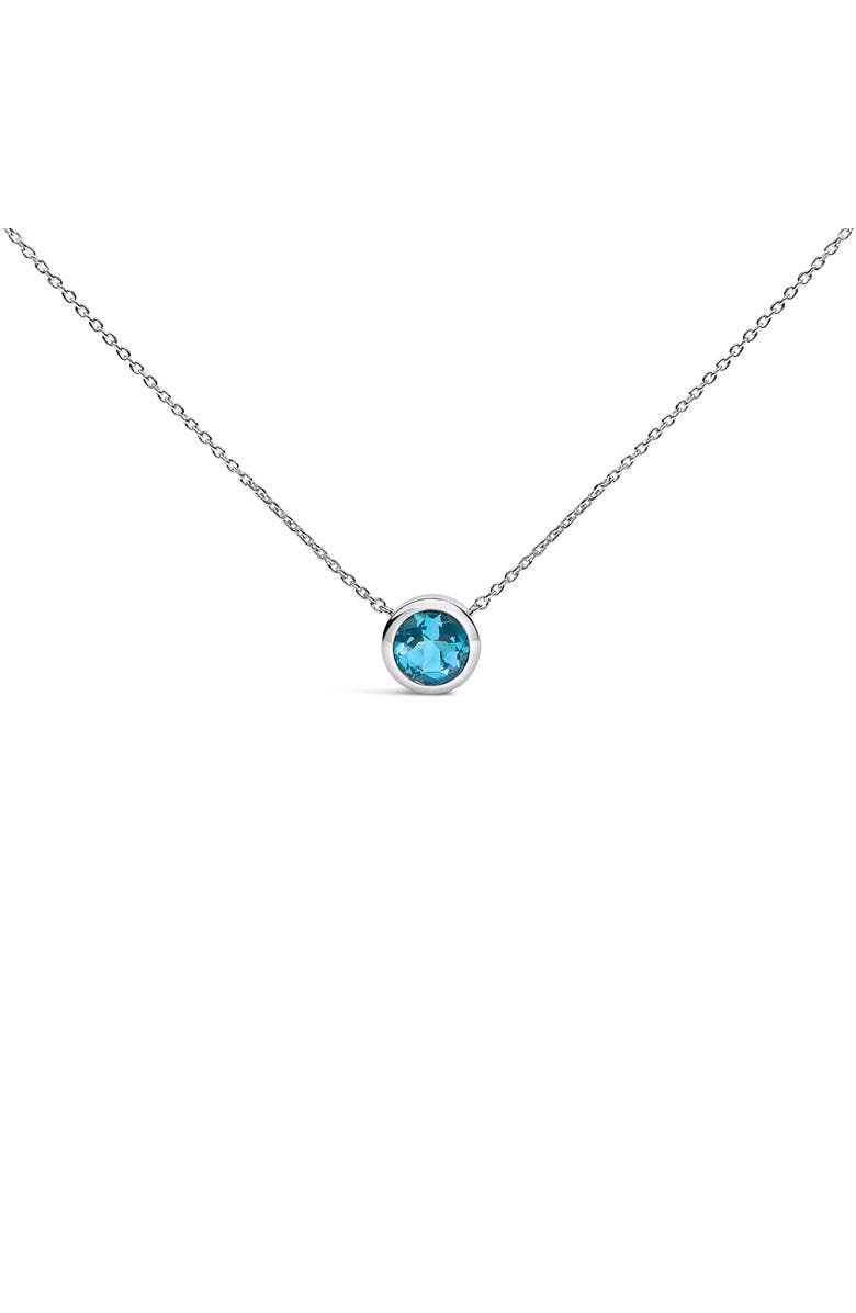 Haus of Brilliance .925 Sterling Silver 7MM Bezel Set Created Gemstone Pendant Necklace - 18" Inches, Main, color, Blue Topaz