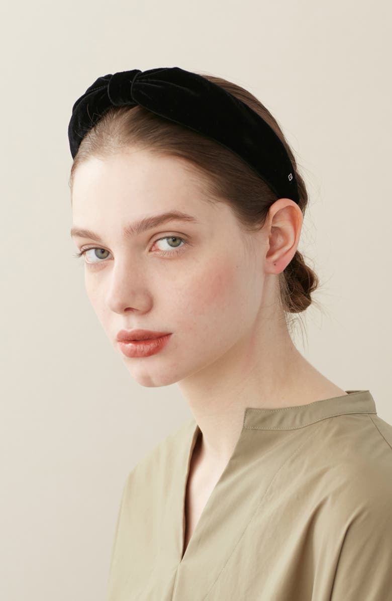 Alexandre de Paris Bow Velvet Headband, Alternate, color, 
