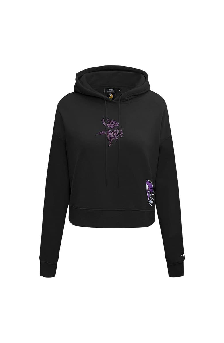 PRO STANDARD Women's Pro Standard Black Minnesota Vikings Jeweled Cropped Pullover Hoodie, Alternate, color, Black
