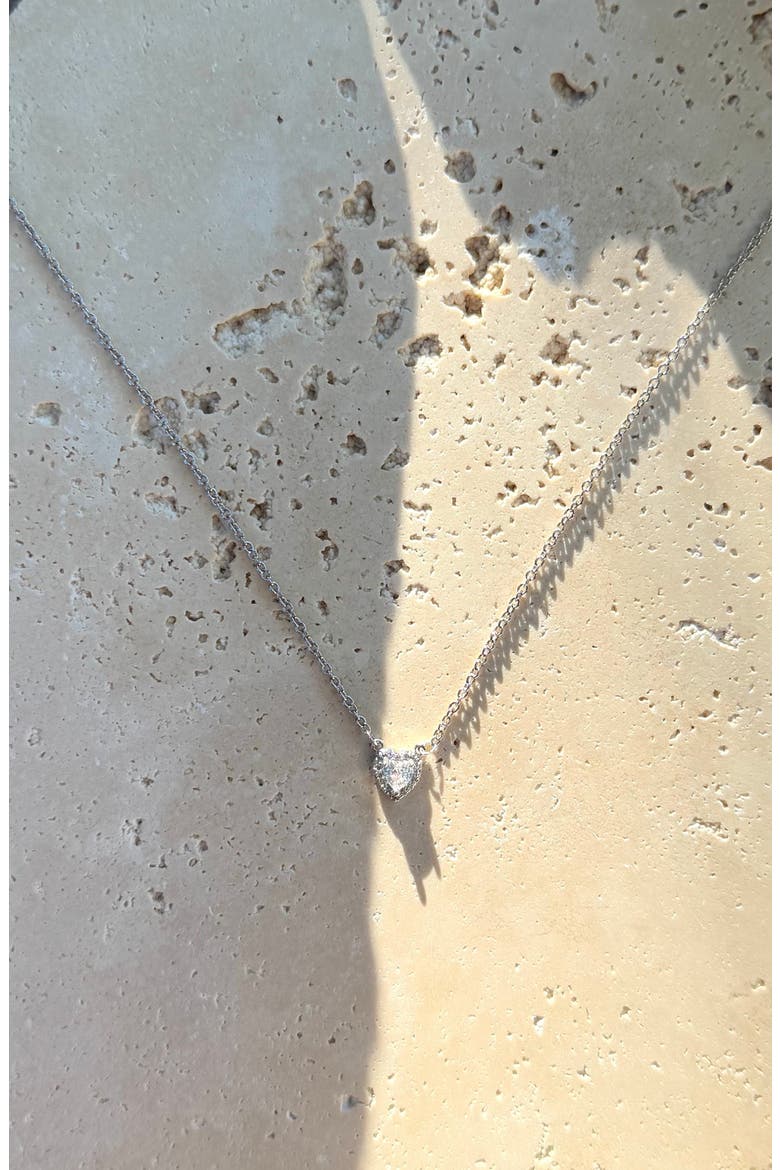 Cubic Zirconia Halo Heart Pendant Necklace, Alternate, color, SILVER