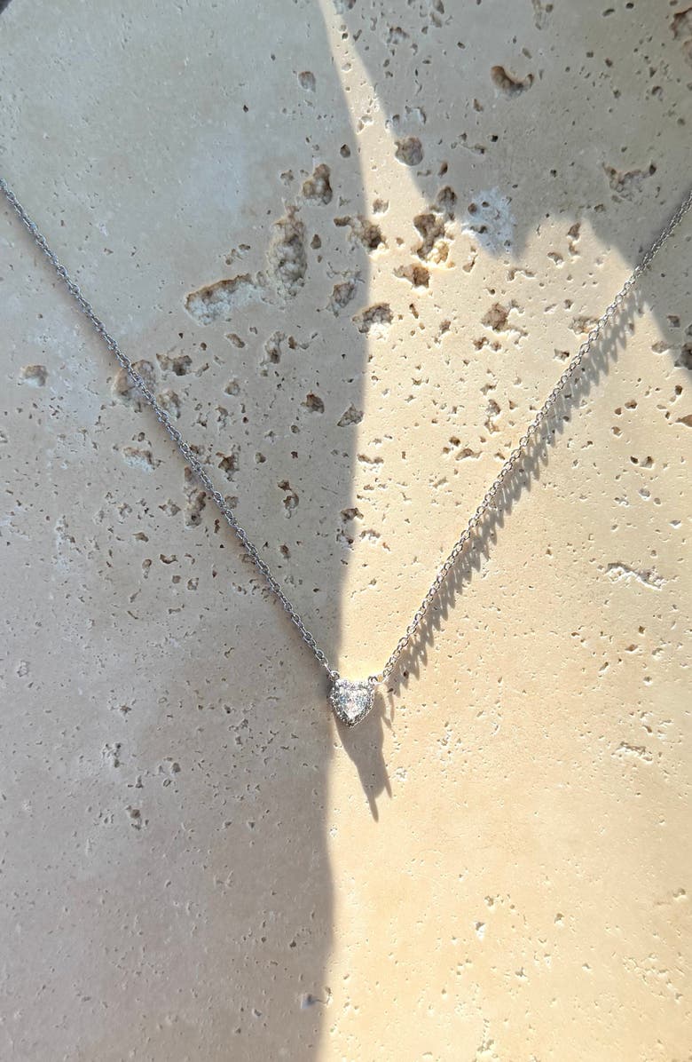 Adornia Cubic Zirconia Halo Heart Pendant Necklace, Alternate, color, Silver