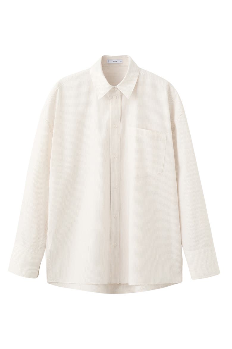 Stripe Oversize Cotton Button-Up Shirt, Alternate, color, ECRU