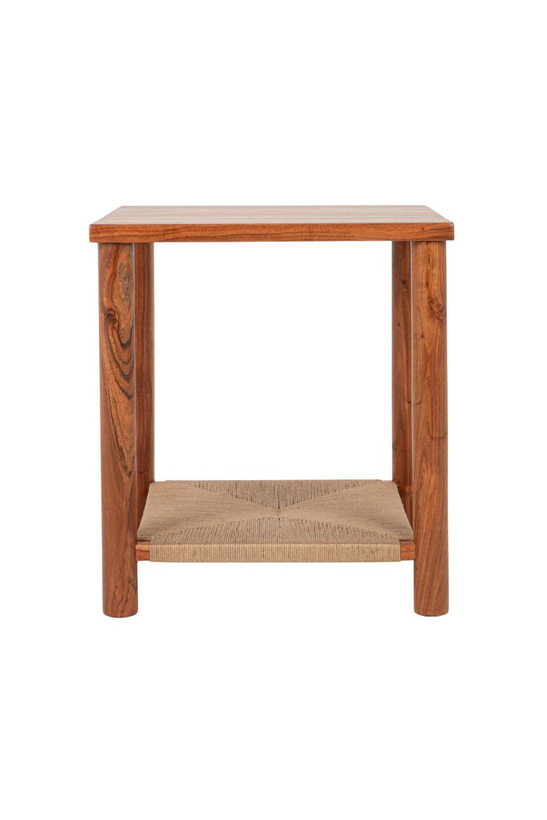 Square Woven Top Side Table, Alternate, color, Brown