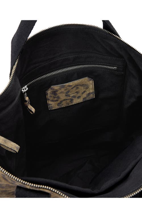 Allsaints Kei Leopard Canvas Backpack In Brown
