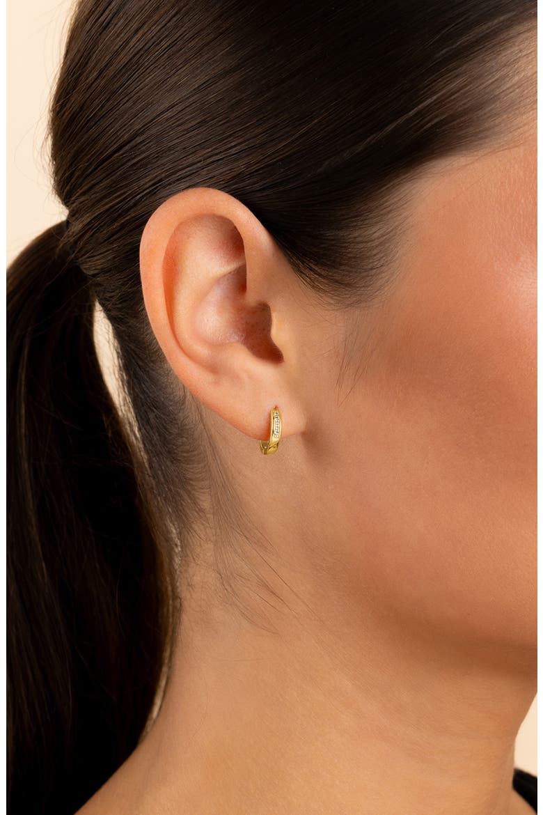 Desiree Pavé Huggie Hoop Earrings, Alternate, color, GOLD