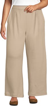 Lands' End Knit High Rise Pleated Wide Leg Pants