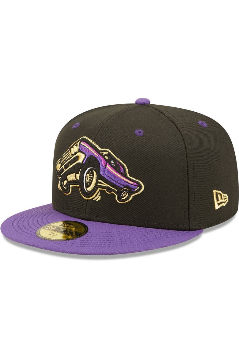 Men's New Era Black/Purple Lowriders de Fresno Copa De La Diversion 59FIFTY Fitted Hat, Main, color, Black