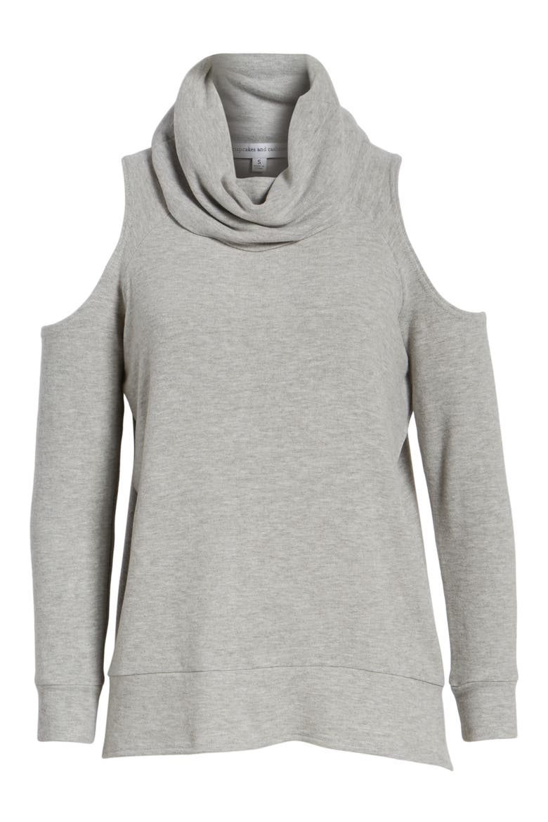 Malden Cold Shoulder Sweater, Alternate, color, MED HEATHER GREY