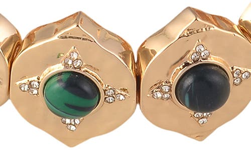 Rachel Roy Malachite Stretch Bracelet In Gold