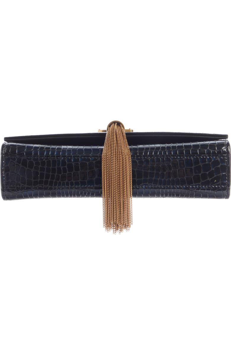 Saint Laurent Small Kate Shiny Croc Embossed Leather Shoulder Bag, Alternate, color,