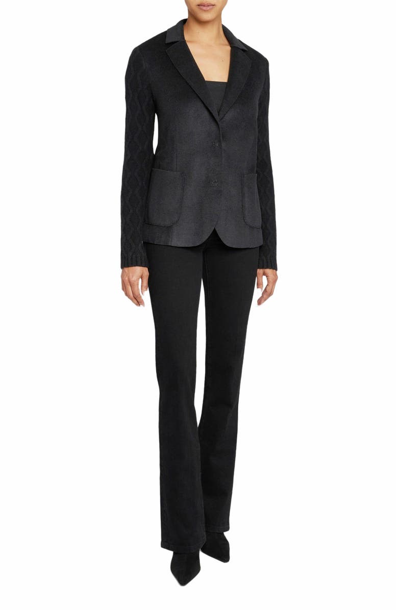 Santorelli Coley Relaxed Fit Jacket with Wool Cashmere Knit Sleeves, Alternate, color, Black