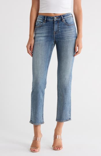 Vigoss New Slim Straight Ankle Jeans In Blue
