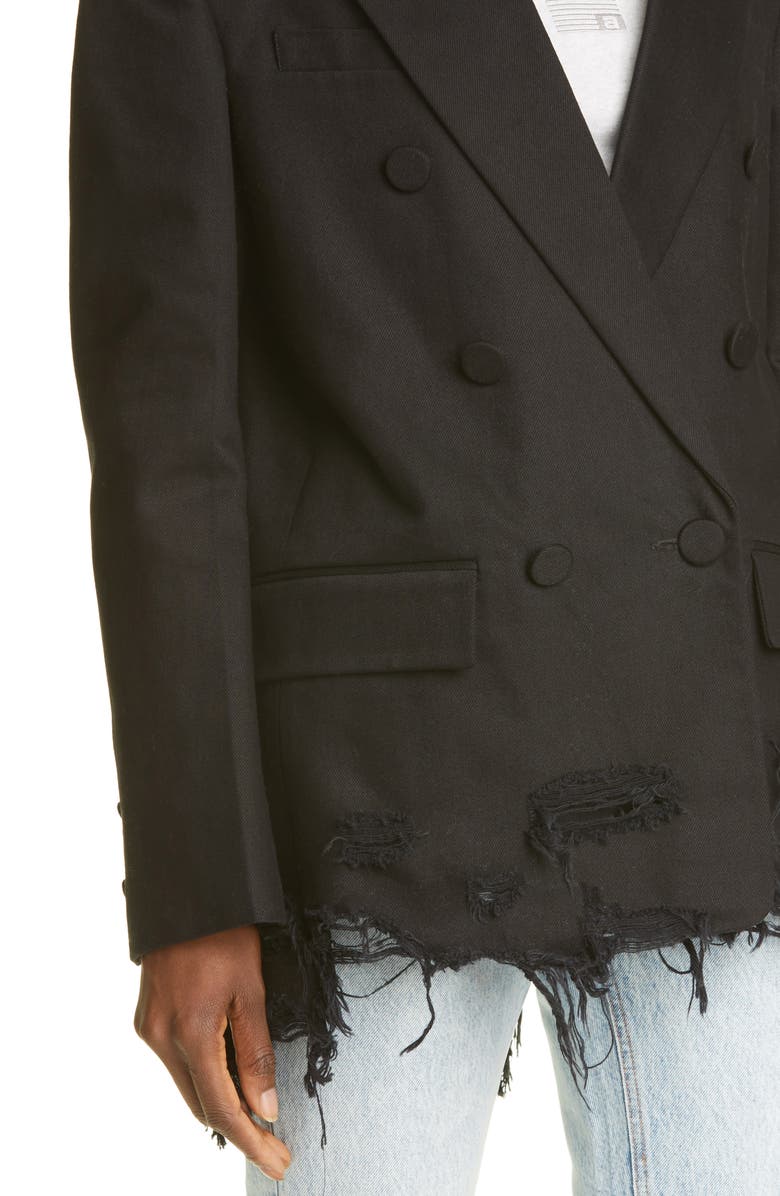 Alexander Wang Frayed Double Breasted Blazer, Alternate, color, 