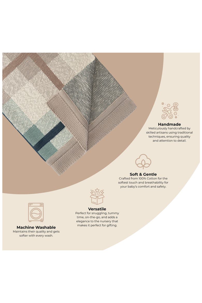 Plaid Cotton Knit Blanket, Alternate, color, BEIGE