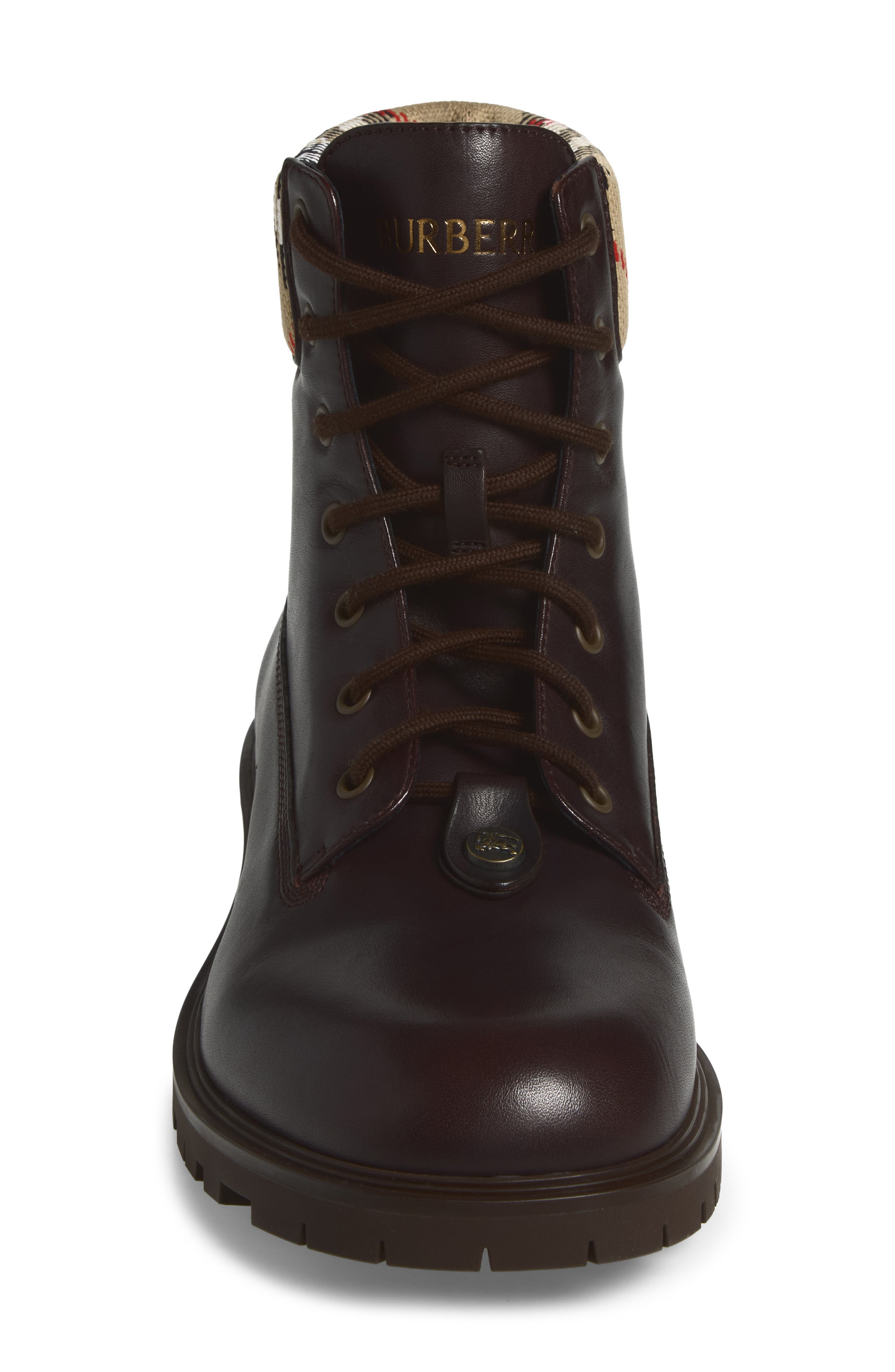 Durham Check Combat Boot, Alternate, color, PEAT BROWN
