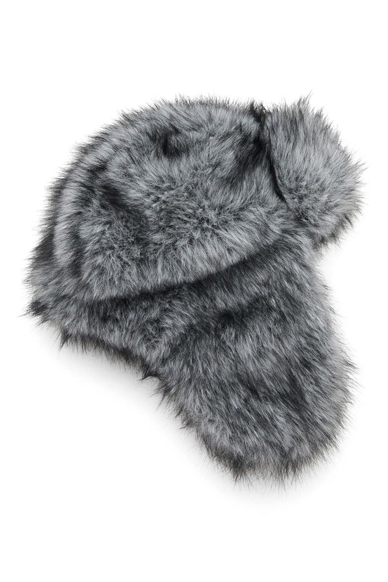 Faux Fur Trapper Hat, Alternate, color, GREY