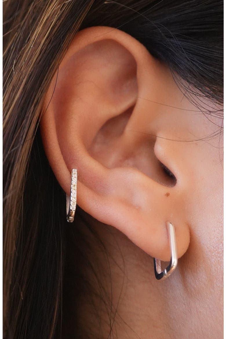 2 Pairs of Mismatched Oblong Hoop Earrings, Alternate, color, SILVER