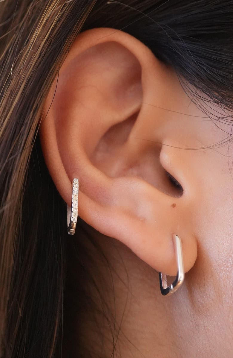 Argento Vivo Sterling Silver 2 Pairs of Mismatched Oblong Hoop Earrings, Alternate, color, Silver