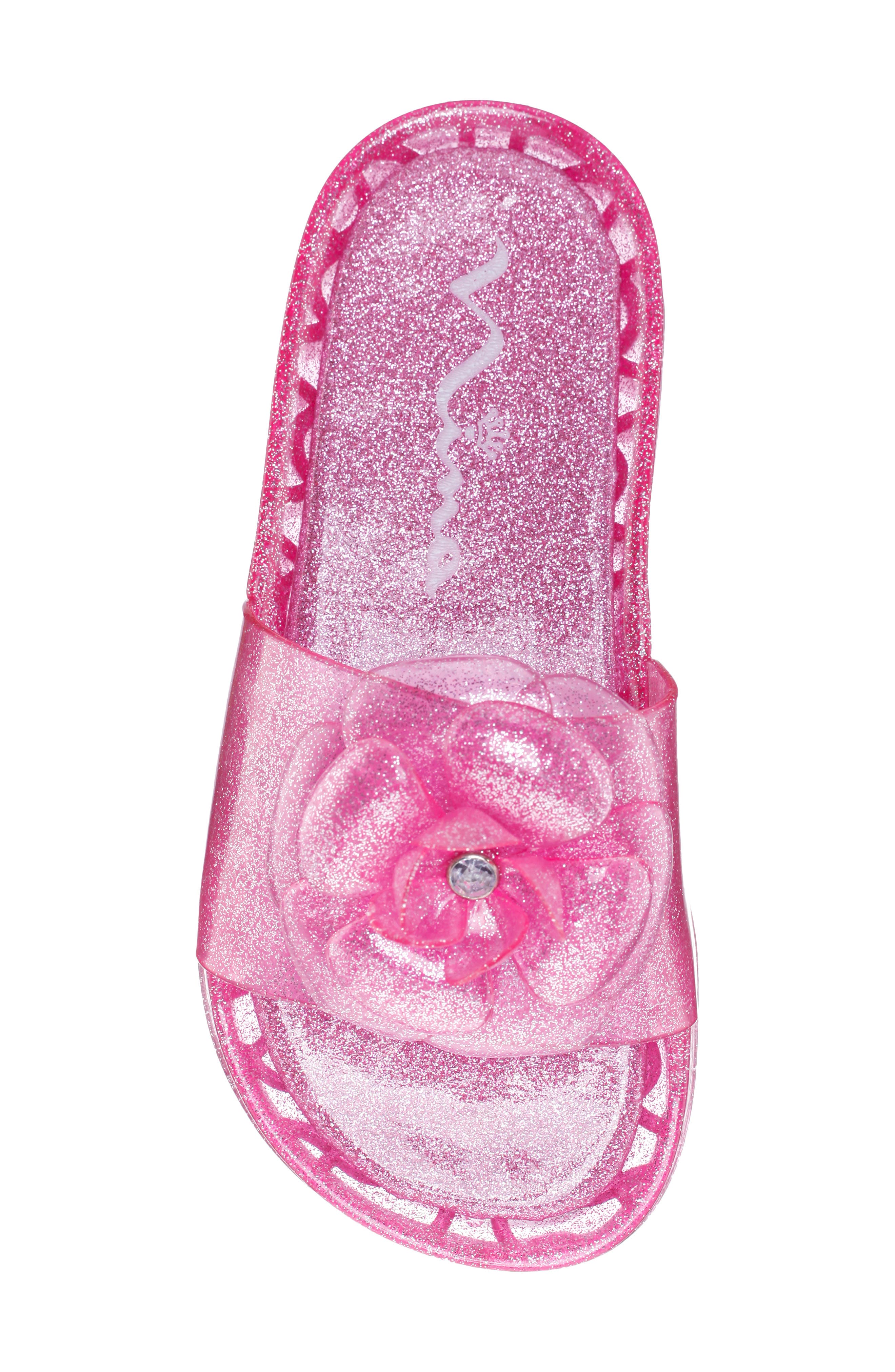 Kids' Waterproof Jelly Slide Sandal, Alternate, color, PINK GLITTER JELLY