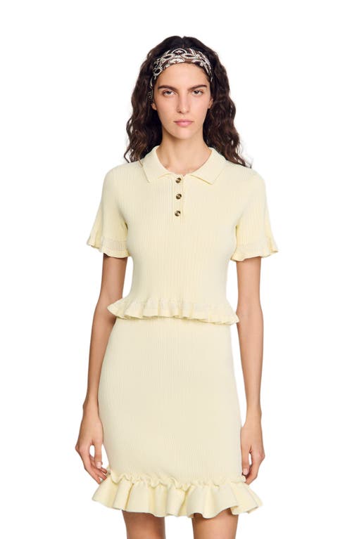 Sandro Flounced Sweater In Light Yellow