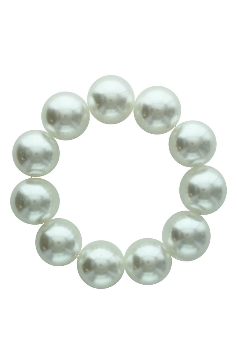 OLIVIA WELLES Jenny Beaded Faux Pearl Bracelet, Main, color, White