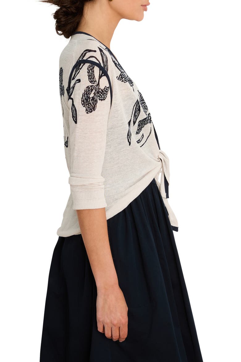 Inked Blooms Convertible Cardigan, Alternate, color, CREAM MULTI